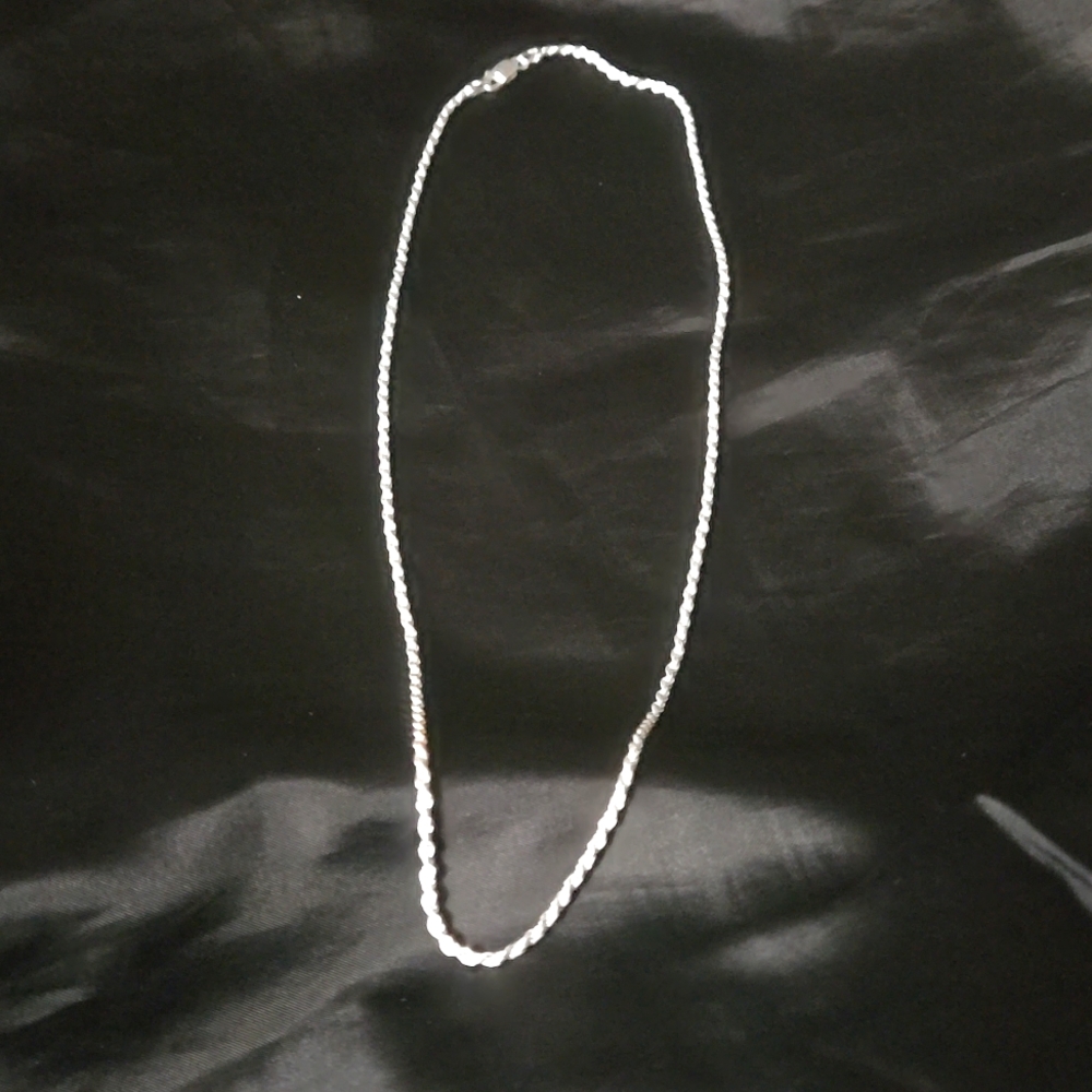 2mm Diamond Cute Rope Necklace Sterling Silver 925 Solid
